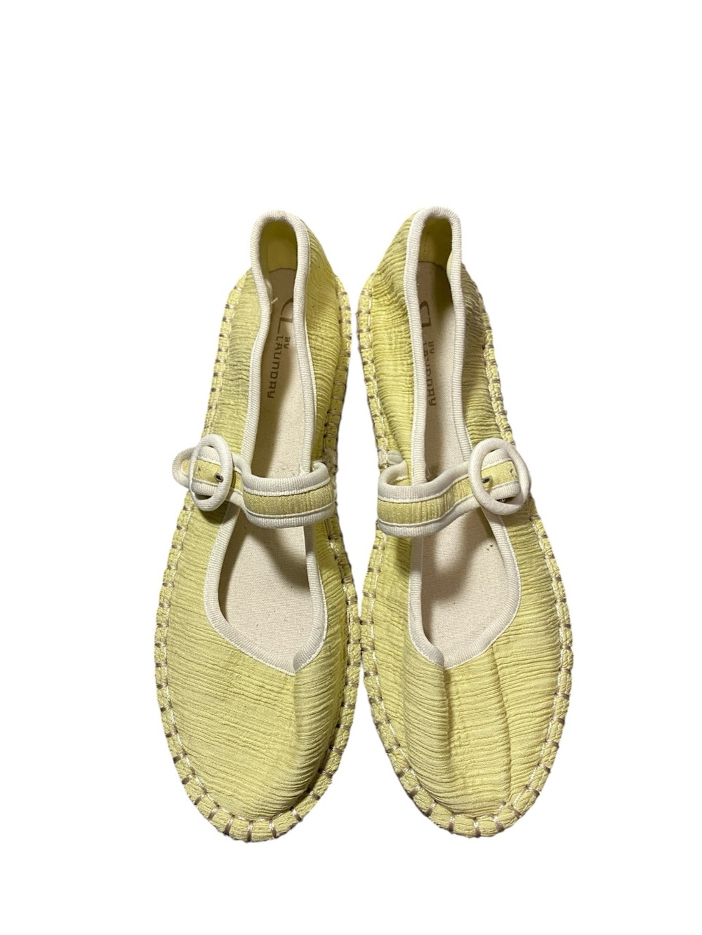 CL by Chinese Laundry Yellow & White Mary Jane Espadrille Flats Sz-10Wide - Picture 4 of 5